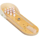 Relaxdays Tischbowling Mini Bowlingbahn Set mit 10 Pins Geschicklichkeitsspiel