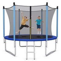 COSTWAY Ø 244/305/366/427cm Trampolin Outdoor, Gartentrampolin GS Zertifiziert, Kindertrampolin mit Leiter, Sicherheitsnetz & Randabdeckung, Trampolin Komplettset für Garten, Outdoor (Ø244cm)