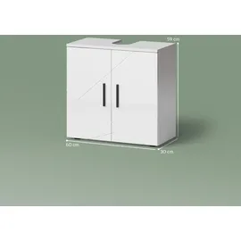 livinity Waschbeckenunterschrank Ronco 60 x 59 x 30 cm Weiß Hochglanz