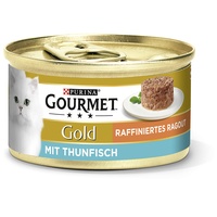 Gourmet Gold Raffiniertes Ragout Katzenfutter nass, mit Thunfisch, 12er Pack (12 x 85g)