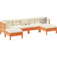 vidaXL Garten-Sofagarnitur 6-tlg. Wachsbraun Kiefernholz
