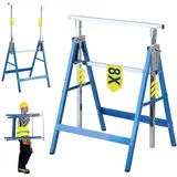 Fiqops Arbeitsbock 8er Set, Arbeitsbock Höhenverstellbar Arbeitsböcke Tragkraft 200 kg, 7-fache Böcke Höhenverstellbar 80-130 cm, Stabiler Klappbock für vielseitigen Einsatz(Blau)