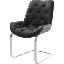 DeLife Taimi-Flex Echt-Leder Schwarz Freischwinger flach Edelstahl
