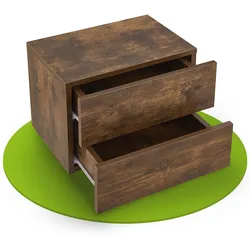 Juskys Nachttisch hängend Holz 40x29x30 cm - 2 Schubladen Wandmontage - Nachtschrank Natur