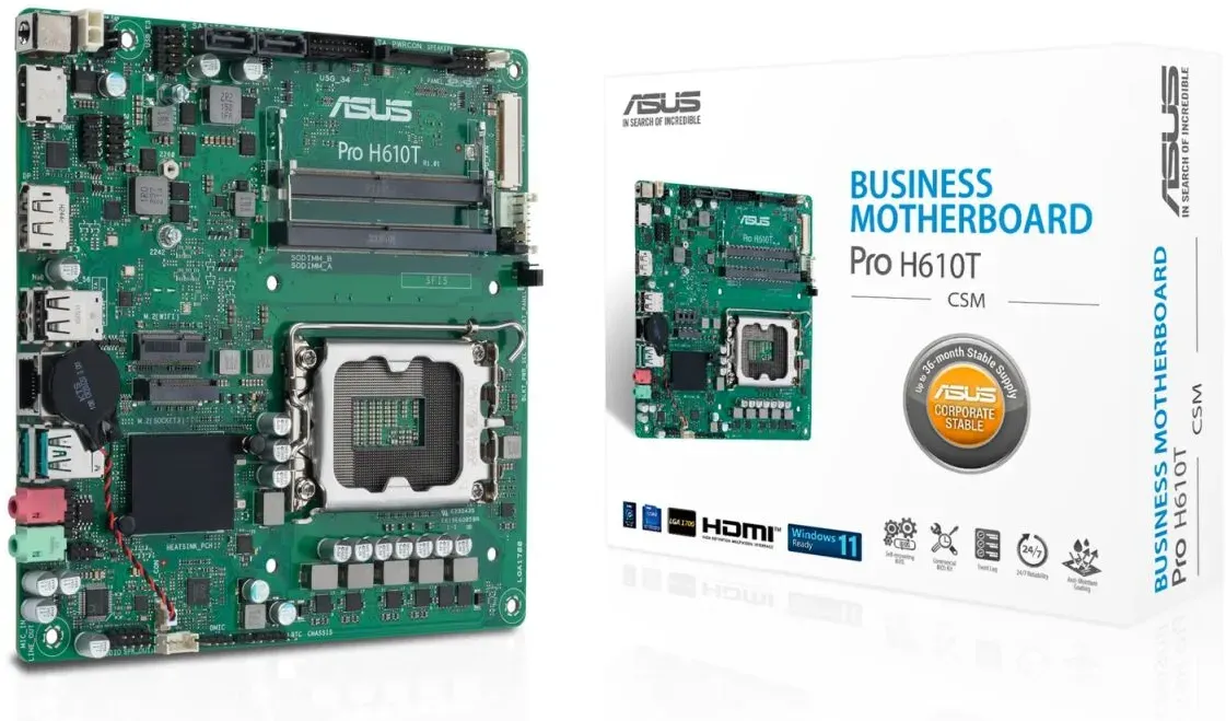 ASUS PRO H610T-CSM Intel H610 LGA 1700 Thin Mini ITX