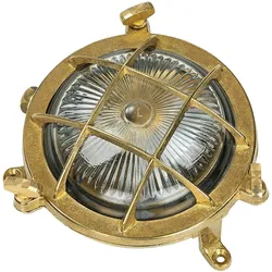Licht-Erlebnisse Wandlampe Außen Messing Haus Hof rund Maritim