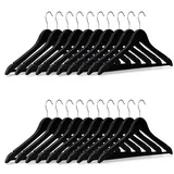 Relaxdays Kleiderbügel Set Holz, 20er Pack Garderobenbügel, Hemden & Hosen, 360° drehbar, Bügel HxB 23 x 44 cm, schwarz
