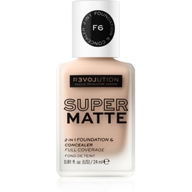 Revolution Relove Super Matte 2 in 1 Foundation & Concealer Flüssiges und mattierendes Make-up und Concealer 2in1 24 ml