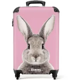 NoBoringSuitcases.com® Kinderkoffer Reisekoffer Kinder Mädchen Handgepäck Koffer Klein Hartschalenkoffer Kanichen - Rosa - Kindertrolley mädchen Trolley Kleiner Koffer, 55x40x20