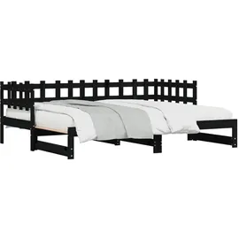 vidaXL Tagesbett Ausziehbar Schwarz 2x(90x200) cm Massivholz Kiefer