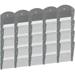 Wand-Plastikhalter für Prospekte - 5x4 A4, grau