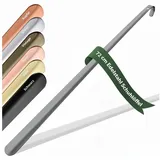 JK Trade Schuhlöffel 72cm Edelstahl Anthrazit poliert (1-tlg., extra lang & sehr stabil), Metall Schuhanzieher lang zum Stehen, Aufhängbar, 2mm Extra Stabil grau