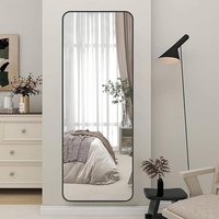 Goezes Standspiegel 150x50cm Groß Ganzkörperspiegel HD Bodenspiegel Wandspiegel mit Rahmen, Full Body Mirror für Schlaf-, Wohn-, Ankleide-, hängend oder an die Wand gelehnt (Schwarz)