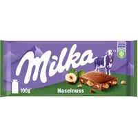 Milka Haselnuss 1 x 100g I Alpenmilch-Schokolade I mit Haselnuss-Stückchen I Milka Nuss-Schokolade aus 100% Alpenmilch I Tafelschokolade