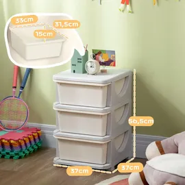Homcom Schubladenschrank Kunststoff 37x56,5x37 cm Cremeweiß