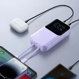Joyroom Powerbank Geräumig 30W 10000mAh / Kabelbeleuchtung und Usb-C Lila