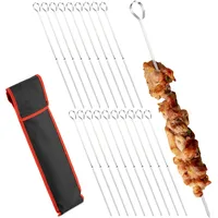 Relaxdays Grillspieße Edelstahl, 20er Set Schaschlik-Spieße, mit Tasche, Fleisch