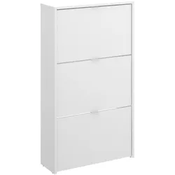 Dmora Schuhregal Vignole, Platzsparendes Schuhregal für den Eingangsbereich, Schuhschrank mit 3 Klapptüren, 61x25h113 cm, Weiß