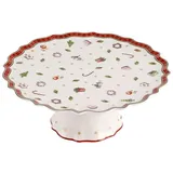 Villeroy & Boch Toy's Delight Kleine Kuchenplatte auf Fuß, 21 cm, Premium Porzellan, Weiß/Rot
