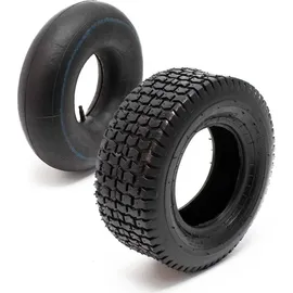 Wiltec 2x Reifenmantel 2x Schlauch Aufsitzmäher/Rasentraktor 16x6.50-8 4PR Gerades Ventil