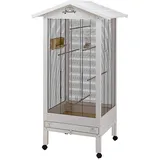 Ferplast Gabbia Voliera per Uccelli HEMMY Voliera da Esterno Interno per Uccelli, Canarini, Bengalini, Cocorite, Inseparabili, in Legno, Accessori inclusi Posatoi Ruote, 84,5 x 65,5 x h 165 cm.