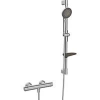 Hansa HANSAPRISMA Duschsystem 4813042180 mit Thermostat, Wandmontage, 770mm, Stahl