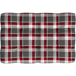 vidaXL Palettenkissen Rot Karomuster 120x80x12 cm Stoff
