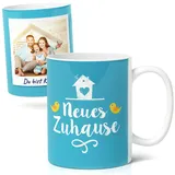 Neues Zuhause Geschenk - Kaffee-Tasse Personalisiert (300ml) - Perfekt für Einweihungsfeier, Umzug oder Richtfest - Keramik Fototasse - Glückwunsch zum neuen Eigenheim!