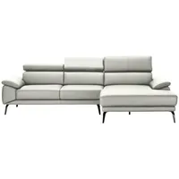 Novel Ecksofa, Weiß, Leder, Echtleder, Rindleder, 4-Sitzer, Ottomane rechts, L-Form, 295x187 cm, Typenauswahl, Lederauswahl, Stoffauswahl, seitenverkehrt erhältlich, Hocker Rücken echt, Wohnzimmer, Sofas & Couches, Wohnlandschaften, Ecksofas