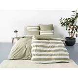 OTTO products Wendebettwäsche »Big Stripe« 2 Stk. tlg. 100% Bio-Baumwolle GOTS zertifiziert, Streifen-Design in Melange-Optik, grün