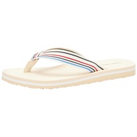 Tommy Hilfiger Damen Flip Flops Stripes Beach Sandal Badeschuhe, Weiß (Calico), 39 - 39 EU