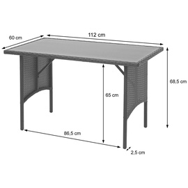 Mendler Poly-Rattan Esstisch HWC-G16, Esszimmertisch Gartentisch Tisch, Gastronomie 112x60cm schwarz