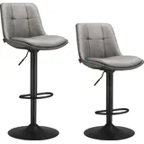 VASAGLE Barhocker 2er Set, mit Fußstütze, taubengrau