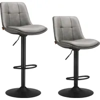 VASAGLE Barhocker 2er Set, mit Fußstütze, taubengrau
