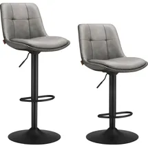VASAGLE Barhocker 2er Set, mit Fußstütze, taubengrau