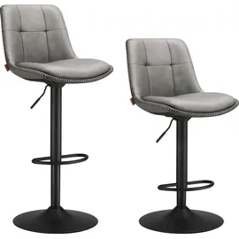 VASAGLE Barhocker 2er Set, mit Fußstütze, taubengrau