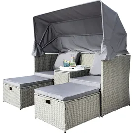 Westerholt Strandkorblounge inkl. integriertem Tisch mit Glasplatte