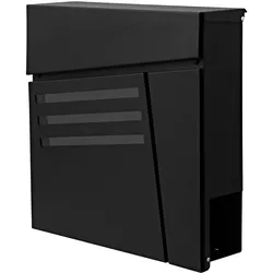 Briefkasten MCW-B28, Wandbriefkasten Postkasten Zeitungsfach, pulverbeschichtet ~ schwarz