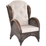 Krines Home Relaxsessel Ohrensessel Hochlehnsessel Rattan/Fernsehsessel Wohnzimmer/Rattanmöbel, Bequem, Breite Armlehnen braun