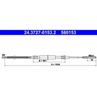 ATE Handbremsseil Hinten 24.3727-0153.2 für VW Passat B3/B4 |