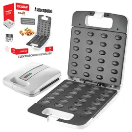 olymp handels gmbh Nussbäcker Waffeleisen Backautomat 24 Stück Aschenputtel weiß mit Antihaftbeschichtung