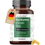 Kurkuma Extrakt Kapseln - 5-Fach Kombi - entspricht 5.200mg Kurkuma pro Tagesdosis - Curcuma Kapseln hochdosiert mit Curcumin, Ingwer, Piperin & Zink - 90 Kapseln - Vegan aus Deutschland