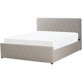 Beliani Bett mit Stauraum Kunstleder Taupe Kunststoff, 140x200 cm ROCHEFORT 140 x 200