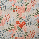 Bestickter Baumwollstoff Blumenstickerei, Slub-Baumwoll-Leinenstoff, DIY-Handbuch, Tasche, Tischdecke, Kissen, Meterware (Color : Beige, Size : 1yard)