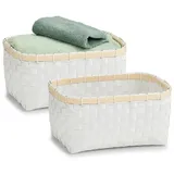 Hti-Living Aufbewahrungskorb geflochten 2er-Set 27 x 18 x 14 cm weiß