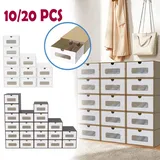 YARDIN 10er Schuhaufbewahrung mit durchsichtigem Sichtfenster, braune Kraftpapier-Schuhboxen, stapelbare praktische Schuhkartons für Sneaker - Braun