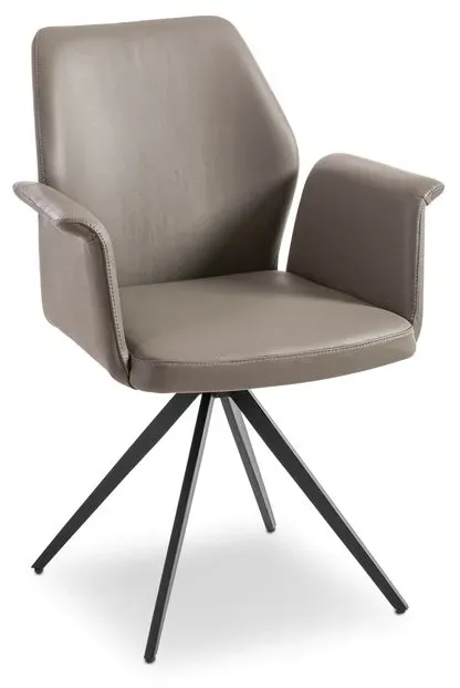 [de]sign & more Stuhl Fresno Leder Grau Charcoal