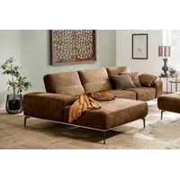 W.SCHILLIG Ecksofa run, Designsofa mit tollem Sitzkomfort, bequem, L-Form, mit Holzsockel, Füße in Schwarz pulverbeschichtet, Breite 319 cm braun