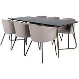 ebuy24 PippiCO Essgruppe Esstisch schwarz und 6 Berit Esszimmerstühle beige.