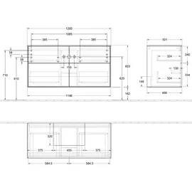Villeroy & Boch Waschtischunterschrank 4 Auszüge 120 x 60,3 cm Nussbaum